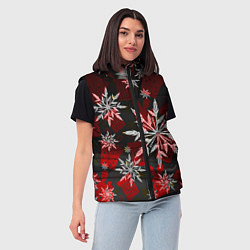 Женский жилет Рождественские снежинки, цвет: 3D-черный — фото 2