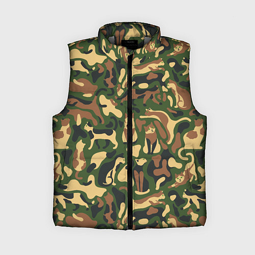 Женский жилет Коты и кошки - камуфляж / 3D-Светло-серый – фото 1