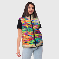 Женский жилет Разноцветный глитч, цвет: 3D-черный — фото 2