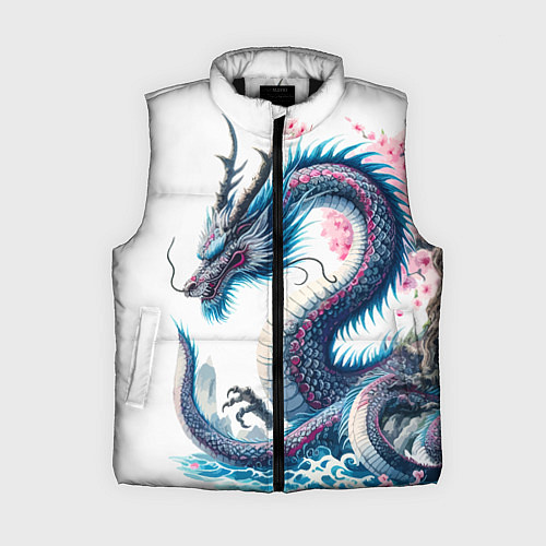 Женский жилет Японский акварельный дракон - ирезуми / 3D-Черный – фото 1