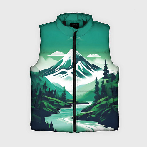 Женский жилет Графический пейзаж Камчатки / 3D-Черный – фото 1