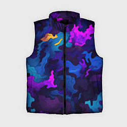 Женский жилет Яркие кислотная разноцветные пятна в виде камуфляж