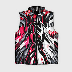 Женский жилет Красно-белая абстракция на чёрном фоне, цвет: 3D-красный