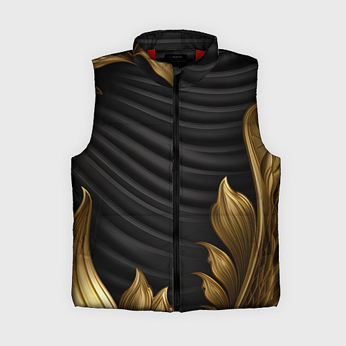 Женский жилет Узоры золотые на черном фоне / 3D-Красный – фото 1