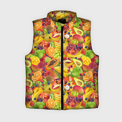 Женский жилет Экзотические фрукты и ягоды / 3D-Светло-серый – фото 1