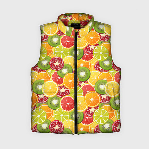 Женский жилет Фон с экзотическими фруктами / 3D-Красный – фото 1