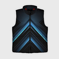 Женский жилет Черная абстракция с синим неоновым ярким свечением, цвет: 3D-красный