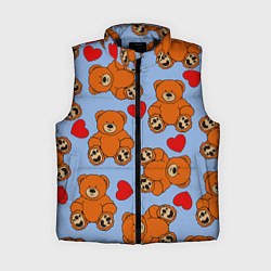 Женский жилет Мишки и сердца на голубом фоне