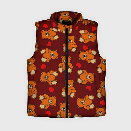 Женский жилет Игрушечные влюбленные мишки и сердца / 3D-Черный – фото 1