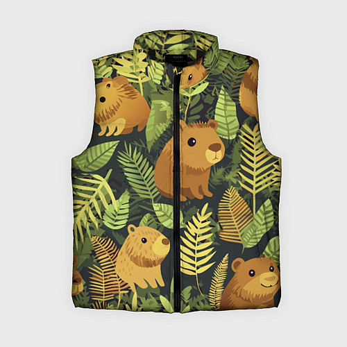 Женский жилет Капибары - лесной маскировочный камуфляж / 3D-Черный – фото 1