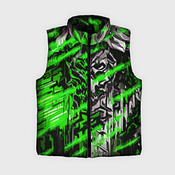 Женский жилет Железный череп и зелёные линии