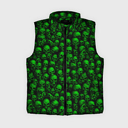 Женский жилет Зеленые черепа, цвет: 3D-черный