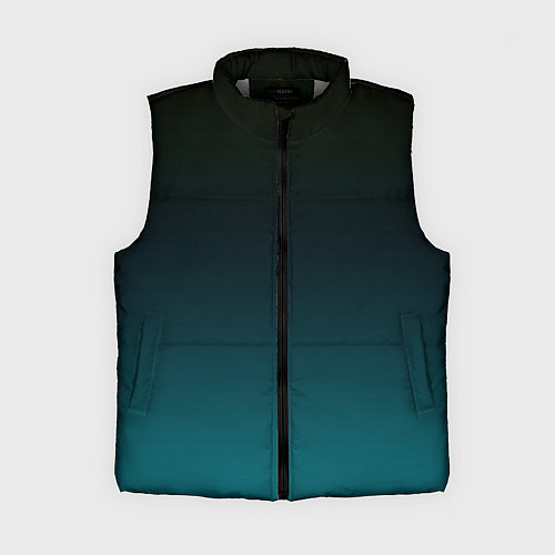 Женский жилет Чёрно голубой бирюзовый градиент / 3D-Светло-серый – фото 1