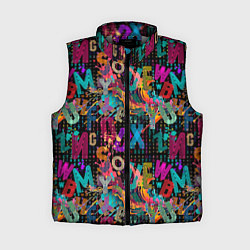 Женский жилет Английский алфавит цветной, цвет: 3D-светло-серый