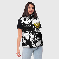 Женский жилет Герб РФ краски чёрнобелый, цвет: 3D-красный — фото 2