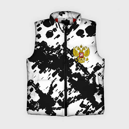 Женский жилет Герб РФ краски чёрнобелый / 3D-Красный – фото 1