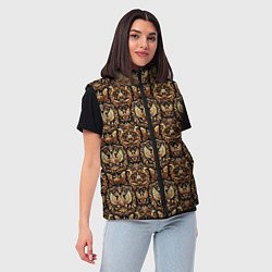 Женский жилет Золотой объемный герб России паттерн, цвет: 3D-черный — фото 2