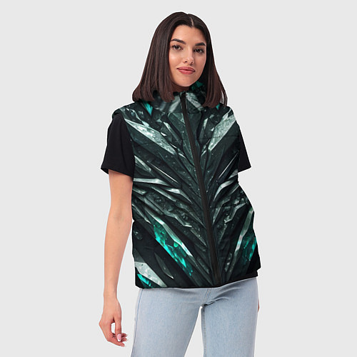 Женский жилет Зелёная малахитовая броня / 3D-Красный – фото 3