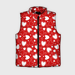 Женский жилет Белые сердечки на красном фоне, цвет: 3D-красный
