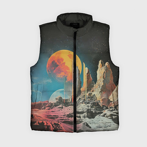 Женский жилет Ретро космический пейзаж / 3D-Черный – фото 1
