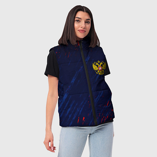 Женский жилет Россия краски текстура / 3D-Красный – фото 3