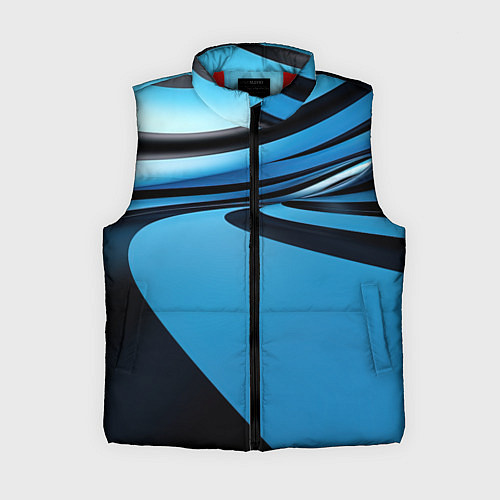 Женский жилет Черная и синяя абстракция в виде волн / 3D-Красный – фото 1