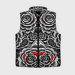Женский жилет Серые паттерны цветы, цвет: 3D-светло-серый