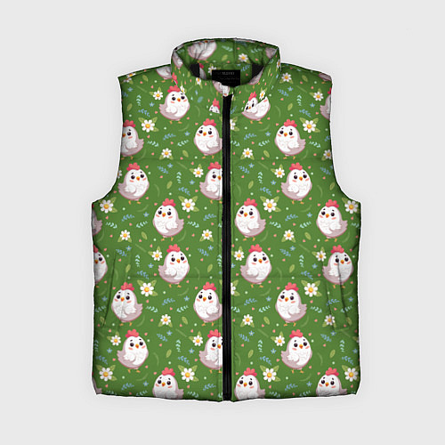 Женский жилет Курица и цветы паттерн / 3D-Черный – фото 1