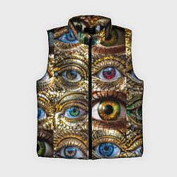 Женский жилет Металлические глаза в стиле стимпанк, цвет: 3D-черный