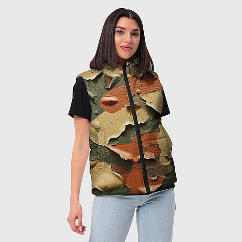 Женский жилет Реалистичный камуфляж из краски / 3D-Красный – фото 3