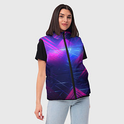 Женский жилет Неоновые абстрактные треугольники, цвет: 3D-черный — фото 2