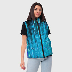 Женский жилет Белые линии на синем фоне, цвет: 3D-черный — фото 2