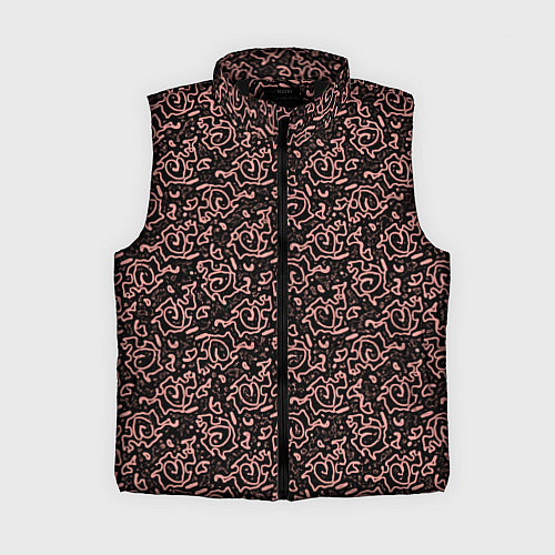 Женский жилет Паттерн тёмно-розовый узоры / 3D-Черный – фото 1