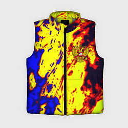 Женский жилет Герб РФ огненный стиль текстура, цвет: 3D-светло-серый