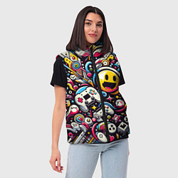 Женский жилет Паттерн с играми, цвет: 3D-черный — фото 2