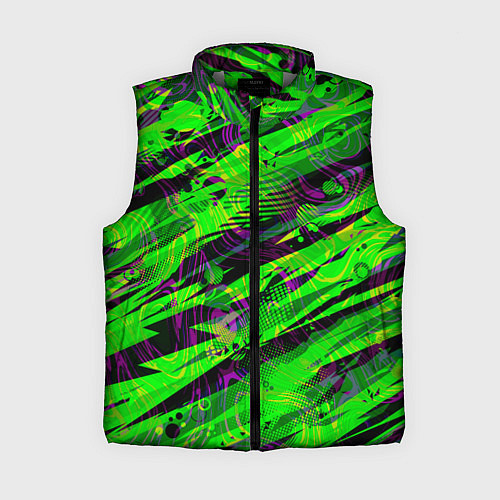 Женский жилет Зеленые узоры паттерны / 3D-Светло-серый – фото 1
