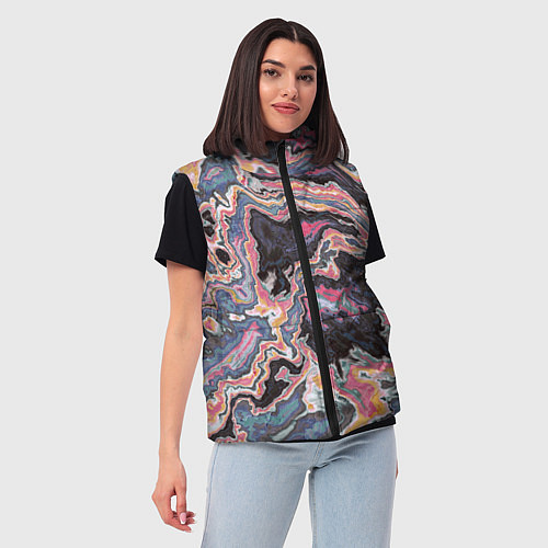 Женский жилет Мраморный узор разноцветный / 3D-Красный – фото 3