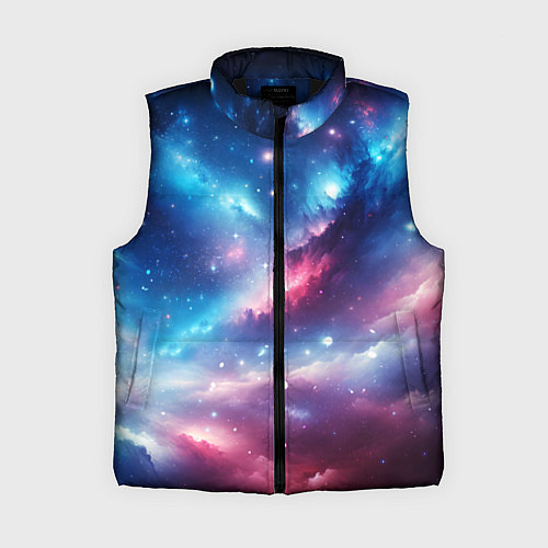 Женский жилет Розово-голубой космический пейзаж / 3D-Черный – фото 1
