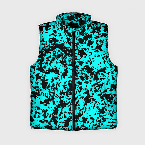 Женский жилет Пятнистый яркий чёрно-голубой / 3D-Черный – фото 1