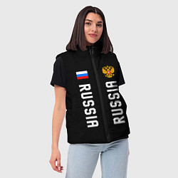 Женский жилет Россия три полоски на черном фоне, цвет: 3D-черный — фото 2
