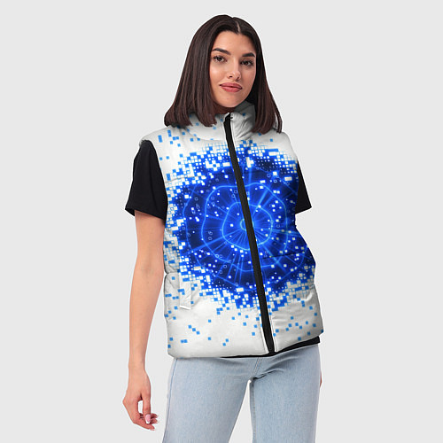 Женский жилет Поврежденный цифровой скин - дыра / 3D-Светло-серый – фото 3