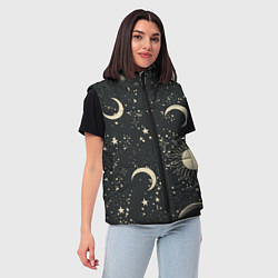 Женский жилет Звёздная карта с лунами и солнцем, цвет: 3D-черный — фото 2