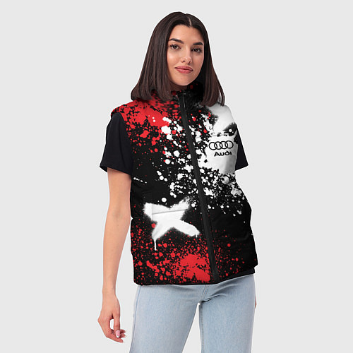 Женский жилет Ауди на фоне граффити и брызг красок / 3D-Красный – фото 3