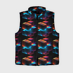 Женский жилет Разноцветные неоновые кубы, цвет: 3D-черный