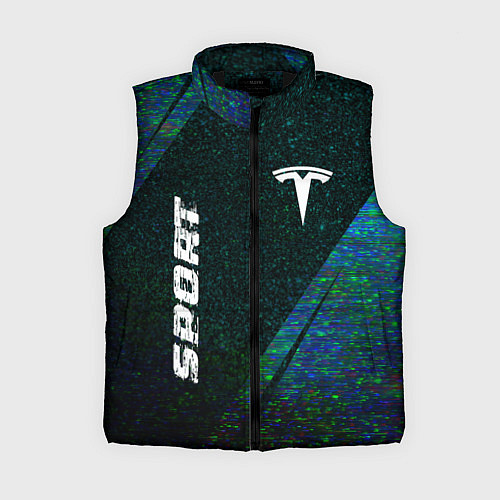 Женский жилет Tesla sport glitch blue / 3D-Черный – фото 1