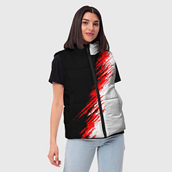 Женский жилет Черные красные и белые штрихи красок, цвет: 3D-красный — фото 2