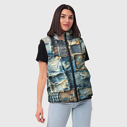 Женский жилет Деним пэчворк-ржавчина, цвет: 3D-красный — фото 2