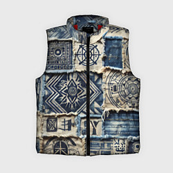 Женский жилет Татуировки майя на дениме