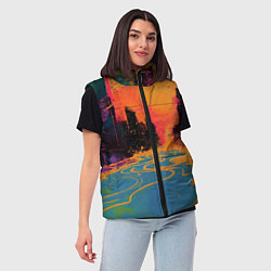 Женский жилет Абстрактная городская улица со зданиями и река, цвет: 3D-светло-серый — фото 2