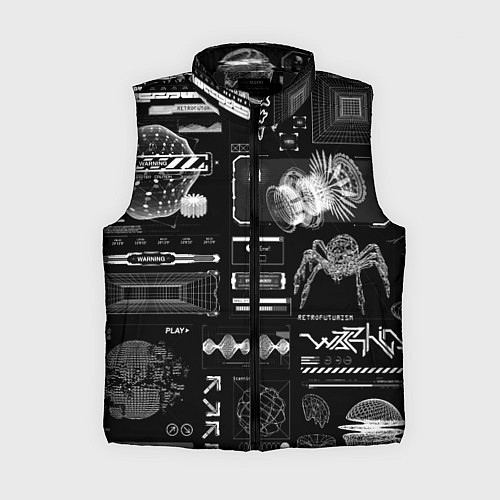 Женский жилет Паттерн киберинтерфейса / 3D-Черный – фото 1